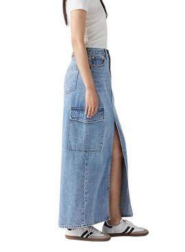 Falda Levis Column Azul Tobillera para Mujer