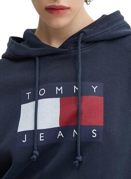 Sudadera Tommy Jeans Reg Flag marino para hombre