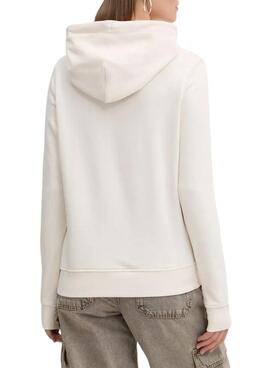 Sudadera Tommy Jeans Essential logo con capucha beige para mujer