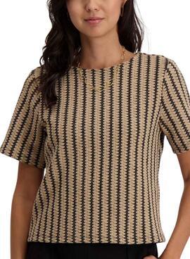 Top Vila Vihella jaquard beige para mujer