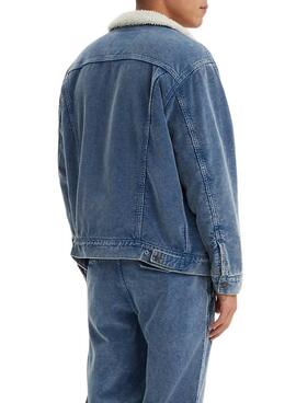 Chaqueta Levis Trucker sherpa de pana azul para hombre