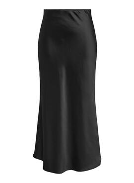 Falda Only Elma midi negro satinada para mujer