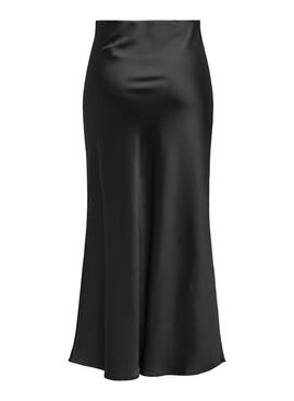 Falda Only Elma midi negro satinada para mujer