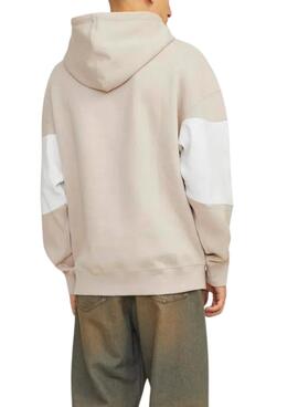 Sudadera Jack and Jones Elegacy Blocking con capucha beige para hombre