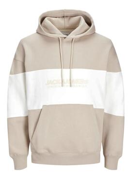 Sudadera Jack and Jones Elegacy Blocking con capucha beige para hombre