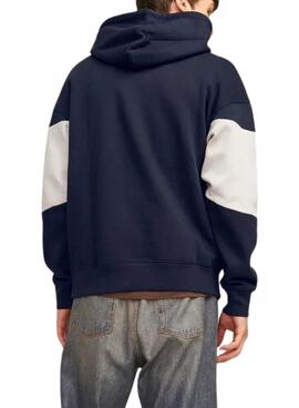 Sudadera Jack and Jones Elegacy Blocking con capucha marino para hombre