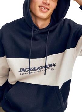 Sudadera Jack and Jones Elegacy Blocking con capucha marino para hombre