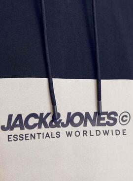 Sudadera Jack and Jones Elegacy Blocking con capucha marino para hombre