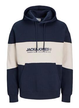 Sudadera Jack and Jones Elegacy Blocking con capucha marino para hombre