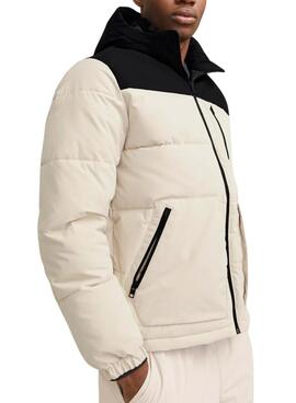 Chaqueta acolchada Jack and Jones Eotto beige y negra para hombre