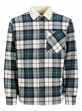 Sobrecamisa Jack and Jones Zac Teddy cuadros verde para hombre