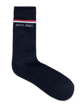 Caja tres calcetines Jack and Jones Jacarbo Organic azul para hombre