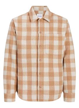 Sobrecamisa Jack and Jones Zac cuadros camel para hombre