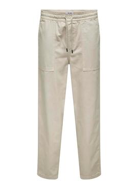 Pantalón Only and Sons Sinus loose beige para hombre