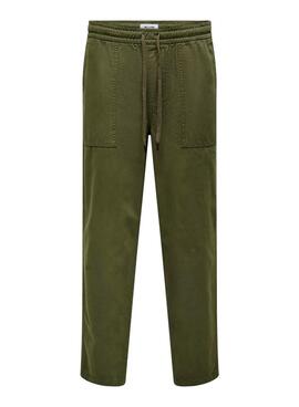 Pantalón Only and Sons Sinus loose verde para hombre