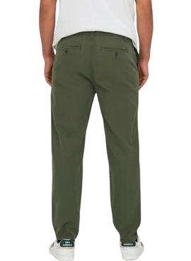 Pantalón chino Only and Sons verde para hombre