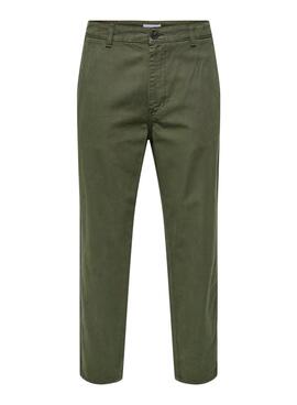 Pantalón chino Only and Sons verde para hombre