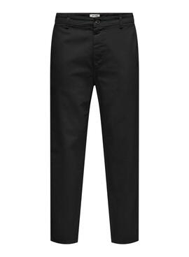 Pantalón chino Only and Sons negro para hombre