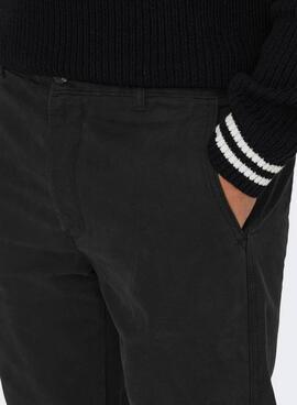 Pantalón chino Only and Sons negro para hombre