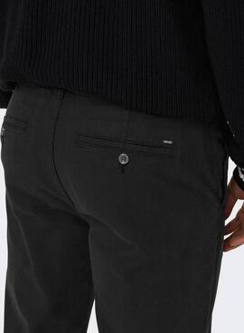 Pantalón chino Only and Sons negro para hombre