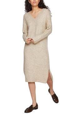 Vestido Vila Vima de punto beige para mujer