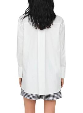 Camisa Only Moco blanco lazo negro para mujer