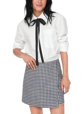 Camisa Only Moco blanco lazo negro para mujer