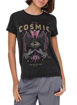 Camiseta Only Lucy Cosmic negro para mujer