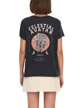 Camiseta Only Lucy Celestial gris para mujer