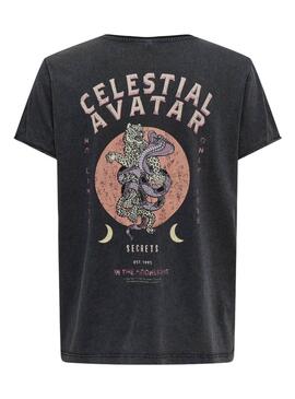 Camiseta Only Lucy Celestial gris para mujer