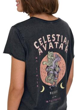 Camiseta Only Lucy Celestial gris para mujer