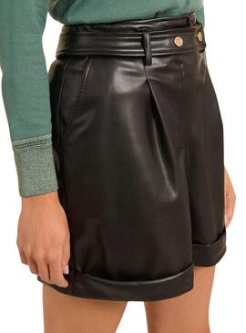 Short Naf Naf Ring polipiel negro para mujer