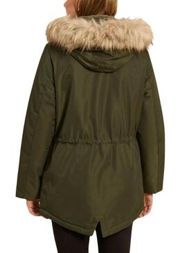 Parka Naf Naf Bupark verde para mujer