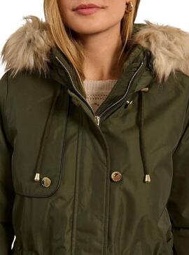 Parka Naf Naf Bupark verde para mujer