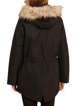 Parka Naf Naf Bupark negro para mujer