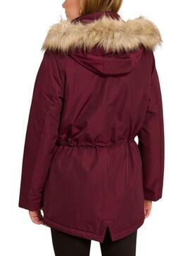 Parka Naf Naf Bupark granate para mujer