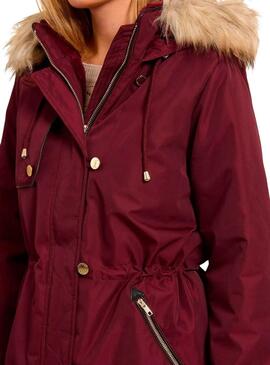 Parka Naf Naf Bupark granate para mujer