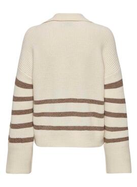 Jersey Only Monna A Rayas Beige para mujer