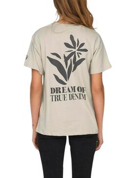 Camiseta Only Fleur beige para mujer