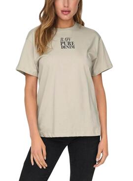 Camiseta Only Fleur beige para mujer