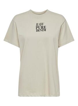 Camiseta Only Fleur beige para mujer