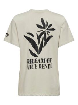 Camiseta Only Fleur beige para mujer