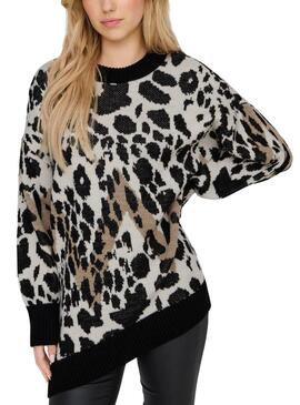 Jersey Only Helena leopardo negro para mujer