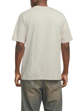 Camiseta Jack and Jones Vesterbro beige para hombre