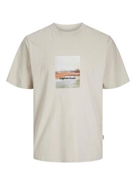 Camiseta Jack and Jones Vesterbro beige para hombre