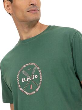 Camiseta El Pulpo remos verde para hombre