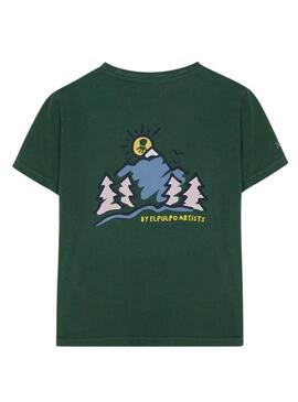 Camiseta El Pulpo montañas verde para hombre