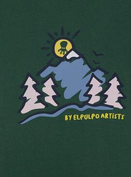 Camiseta El Pulpo montañas verde para hombre