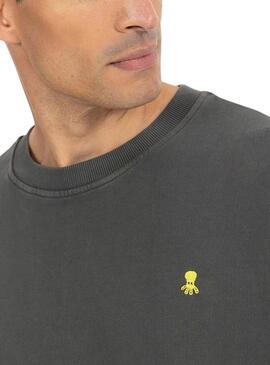 Sudadera El Pulpo gris bordado para hombre