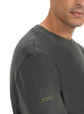 Sudadera El Pulpo gris bordado para hombre